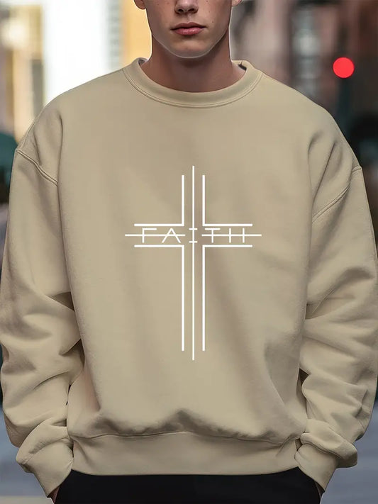 Kevin – faith cross-print-pullover für männer