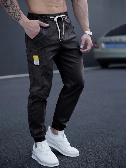 Elijah – lässige tapered-jeans mit taillenkordelzug